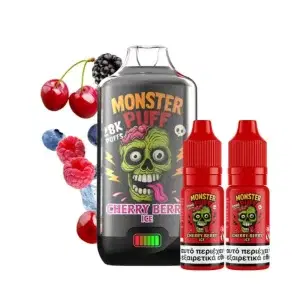 Monster Puff 28K Kit Cherry Berry Ice Συσκευή 2ml + 2x10ml 20mg