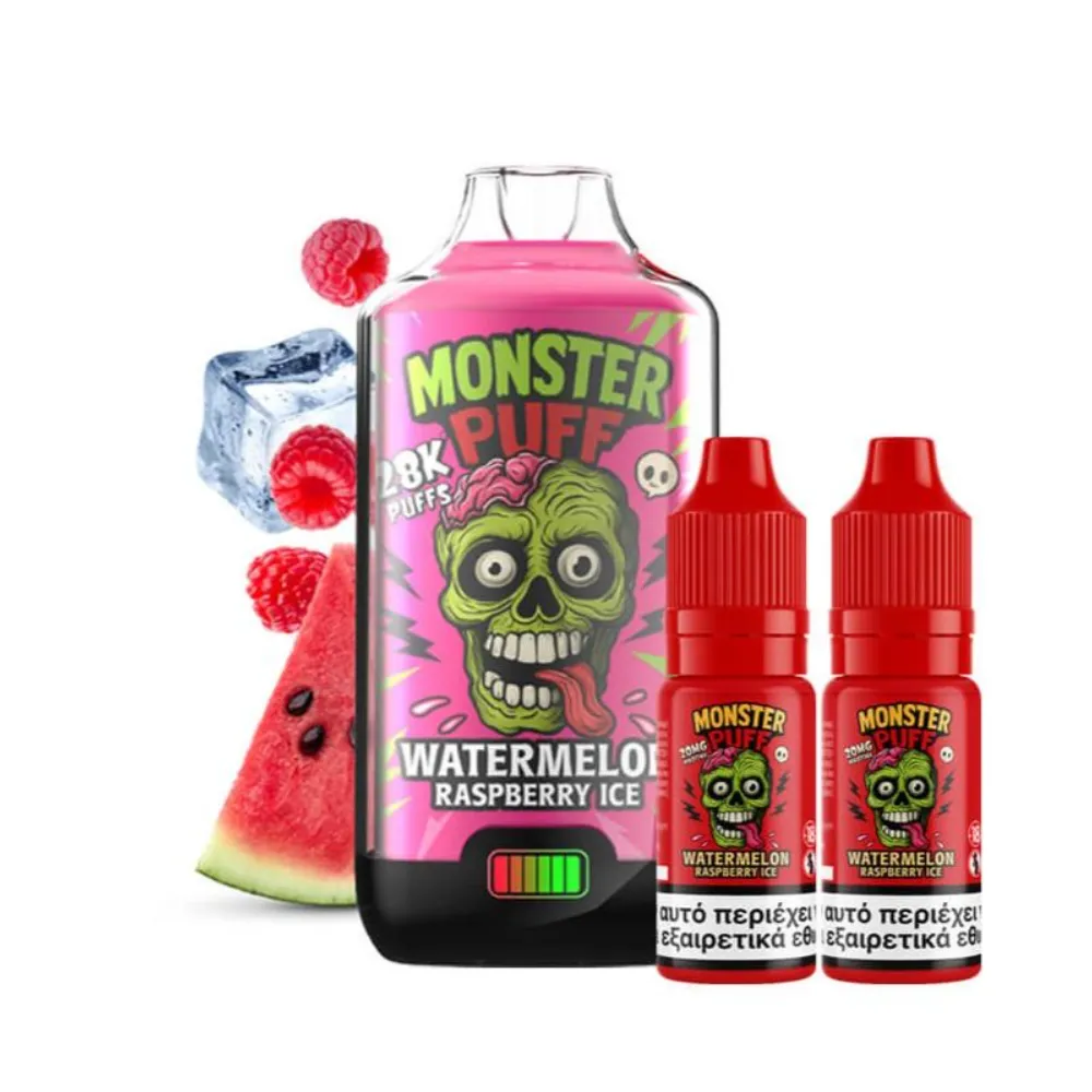 Monster Puff 28K Kit Watermelon Raspberry Ice Συσκευή 2ml & 2x10ml 20mg